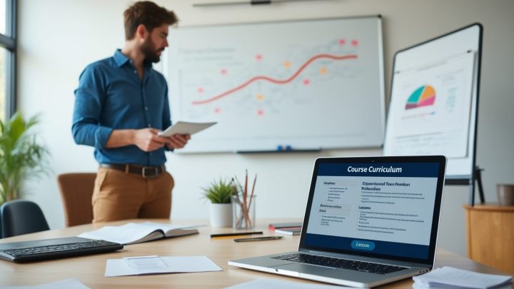 Formateur devant un programme de formation structuré en modules
